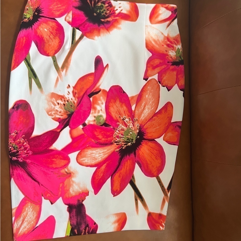 Worthington Women’s Midi Straight Pencil Vibrant Multicolored Floral Skirt 10P - Picture 5 of 11